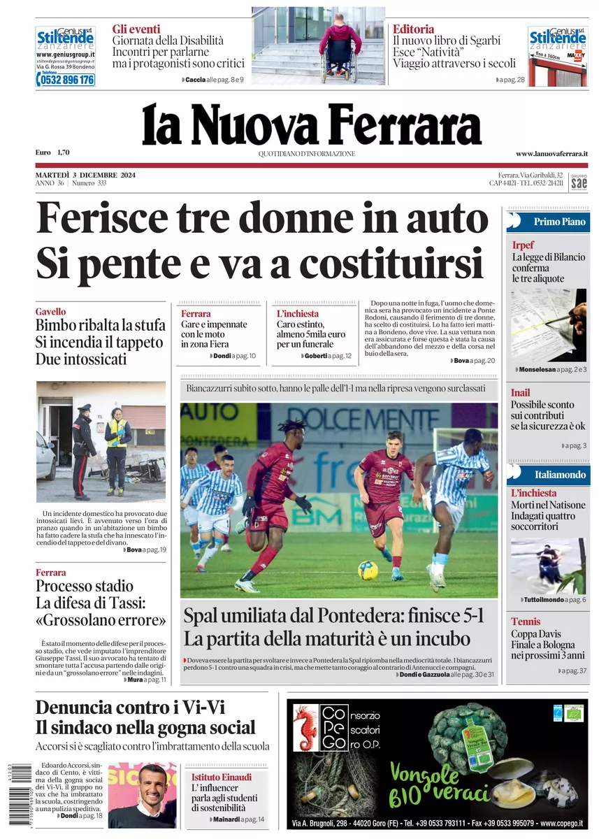 Prima-pagina-nuova ferrara-oggi-edizione-del-2024-12-03